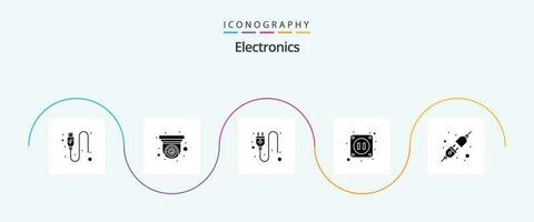 elettronica glifo 5 icona imballare Compreso . tappo. elettrico. Collegare. elettricità vettore