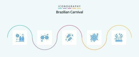 brasiliano carnevale blu 5 icona imballare Compreso burlone cap. giullare. festa. clown. sole fiore vettore