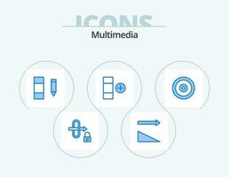 multimedia blu icona imballare 5 icona design. . ragnatela. modificare. obbiettivo. mobile vettore