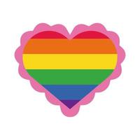 cuore con bandiera gay stile di disegno a mano vettore