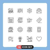 16 creativo icone moderno segni e simboli di design posta Hotel dollaro lettera modificabile vettore design elementi