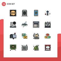 16 piatto colore pieno linea concetto per siti web mobile e applicazioni codice App applicazione su freccia modificabile creativo vettore design elementi