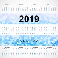 Calendario colorato 2019 con il vettore del modello poligono