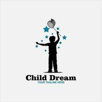bambino sogni logo disegni concetto vettore, bambini formazione scolastica logo simbolo, bambini raggiungendo stella vettore