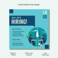 noi siamo assumere lavoro posto vacante Facebook o instagram o sociale media inviare ragnatela bandiera design modello vettore