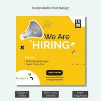 noi siamo assumere lavoro posto vacante Facebook o instagram o sociale media inviare ragnatela bandiera design modello vettore