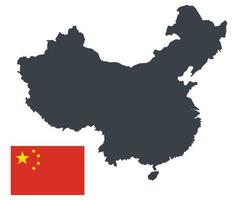 Cina carta geografica con repubblica di Cina bandiera vettore