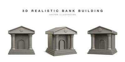 3d banca costruzione. impostato di realistico banca icone nel diverso posizione. vettore illustrazione