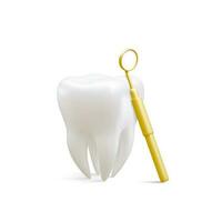 realistico dente e dentale specchio per denti isolato su bianca sfondo. medico dentista attrezzo. odontoiatria, assistenza sanitaria, igiene concetto. vettore illustrazione