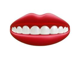realistico bocca con rosso labbra e bianca denti isolato su bianca sfondo. vettore illustrazione