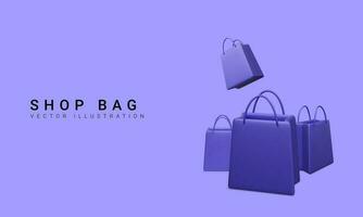 impostato di 3d realistico colorato shopping borse. vettore illustrazione