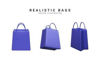 impostato di 3d realistico colorato shopping borse. vettore illustrazione