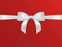 realistico vettore arco isolato su rosso sfondo. bianca regalo fiocchi per carte, presentazione, San Valentino giorno, Natale e compleanno illustrazioni