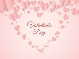 San Valentino cartolina con carta volante cuori su rosso sfondo. simboli di amore per contento San Valentino giorno saluto carta design. vettore illustrazione