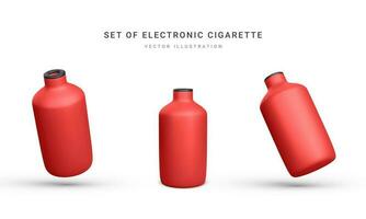 impostato di 3d realistico monouso elettronico sigaretta isolato su bianca sfondo. moderno fumare, vaping e nicotina con diverso sapori. vettore illustrazione