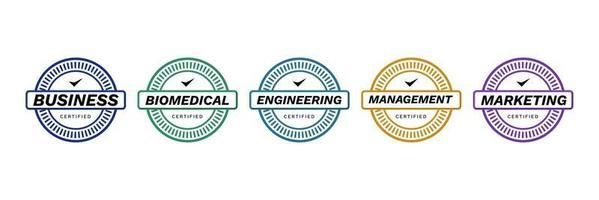 loghi del distintivo di competenza certificata, criteri per il modello dell'icona dell'emblema del vettore della società di certificazione