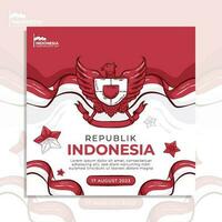 volantino dei social media del giorno dell'indipendenza dell'indonesia vettore