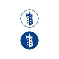 castello edificio vettore icona logo disegno, castello sicuro protezione logo design illustrazione.