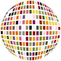 3d deformato ottico illusione sfera globo fatto di colorato piazze. colorato operazione arte squadrato palla vettore illustrazione.