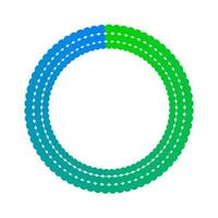 verde e blu tratteggiata spirale cerchio telaio isolato su bianca sfondo. circolare turbine modello puntini vettore illustrazione. puntini emblema confine design.