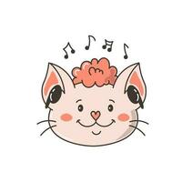 gatto con musica cuffie vettore