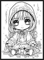 carino orrore chibi colorazione pagine vettore