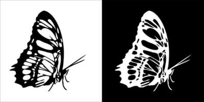 illustrazione, vettore grafico di farfalla icona, nel nero e bianca, con trasparente sfondo