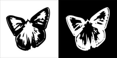 illustrazione, vettore grafico di farfalla icona, nel nero e bianca, con trasparente sfondo