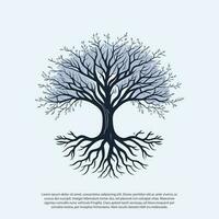 vettore nero albero di vivere icona su bianca sfondo, albero con radice, creativo vettore grafico silhouette di foglia albero, follia, quercia