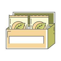 scatola di cartone del tè con linea di prodotti del mercato delle bustine di tè e riempimento vettore
