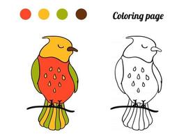 illustrazione di uccello carino. pagina da colorare o libro per il bambino. vettore