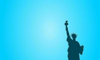 silhoutte il statua di libertà. vettore illustrazione su blu bianca pendenza sfondo modello. vettore illustrazione