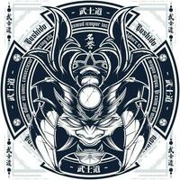 giapponese samurai emblema logo design vettore