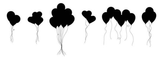 palloncini mazzo silhouette nel cartone animato stile vettore illustrazione isolato su bianca