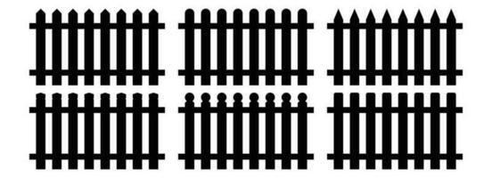impostato di recinto silhouette nel piatto stile vettore illustrazione. nero recinto isolato su bianca