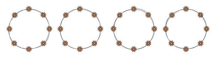 mano disegnato cerchio telaio decorazione elemento con fiori clip arte vettore