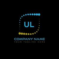 ul lettera logo design su nero sfondo. ul creativo iniziali lettera logo concetto. ul unico design. vettore