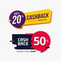 modello di badge vettoriali tag cashback