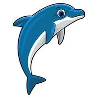 carino delfino cartone animato salto su bianca sfondo vettore