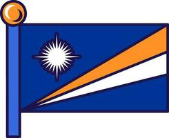 marshall isole nazione bandiera su pennone vettore