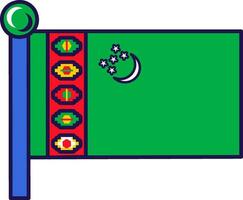 turkmenistan nazionale bandiera su pennone vettore