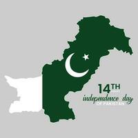 14 agosto indipendenza giorno di Pakistan carta geografica di Pakistan vettore isolato su bianca backgrond jashan e azadi mubarak