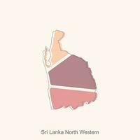 carta geografica di sri lanka nord occidentale colorato illustrazione disegno, mondo carta geografica internazionale vettore modello con schema grafico schizzo stile isolato su bianca sfondo