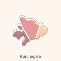 carta geografica di kurunegala colorato illustrazione disegno, mondo carta geografica internazionale vettore modello con schema grafico schizzo stile isolato su bianca sfondo