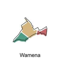 carta geografica di wamena colorato moderno geometrico con schema disegno, elemento grafico illustrazione modello vettore
