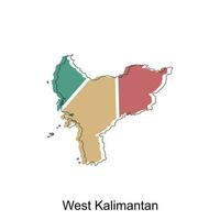 carta geografica di ovest kalimantan colorato moderno geometrico con schema disegno, elemento grafico illustrazione modello vettore