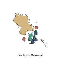 carta geografica di sud-est sulawesi illustrazione disegno, mondo carta geografica internazionale vettore modello con schema grafico schizzo stile isolato su bianca sfondo