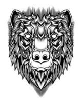 orso testa linea arte ornamento illustrazione vettore