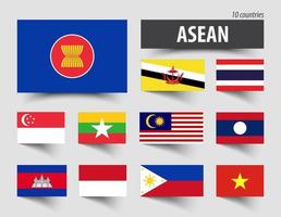 bandiera dell'associazione asean delle nazioni e dei membri del sud-est asiatico vettore