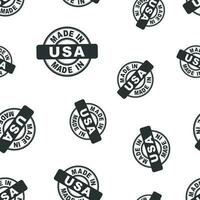 fatto nel Stati Uniti d'America francobollo senza soluzione di continuità modello sfondo. attività commerciale piatto vettore illustrazione. manufatto nel Stati Uniti d'America simbolo modello.